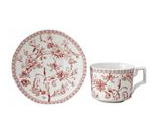 Jogo de 8 peças para chá Hortênsia em new bone china 220ml bordô