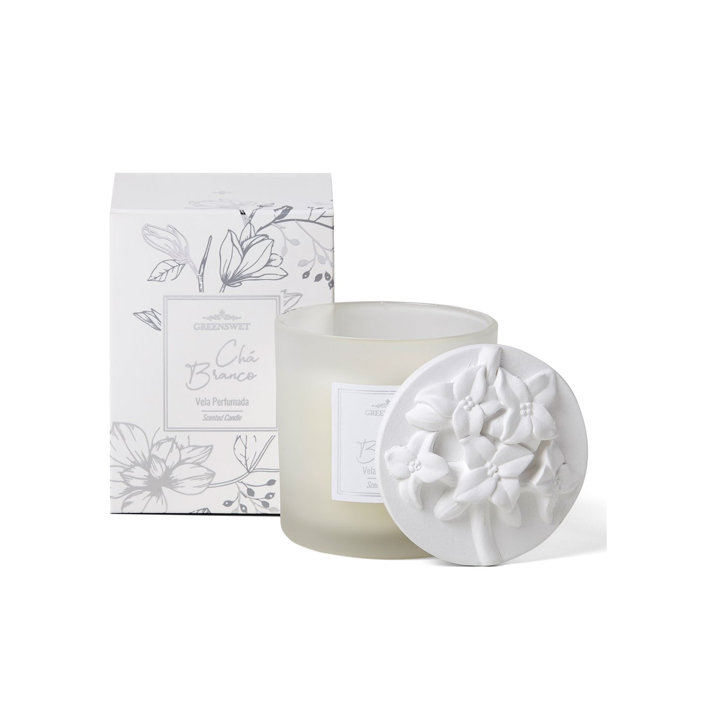 Vela Perfumada 180g Essencia Cha Branco