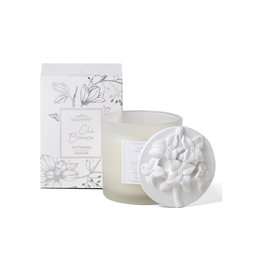 Vela Perfumada 180g Essencia Cha Branco