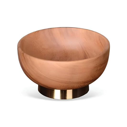 PECA DECORATIVA REDONDA EM MADEIRA E METAL DOURADO