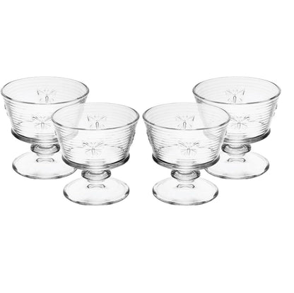 CJ 4 TACAS PARA SOBREMESA LINES BUTTERFLY 240ML VIDRO