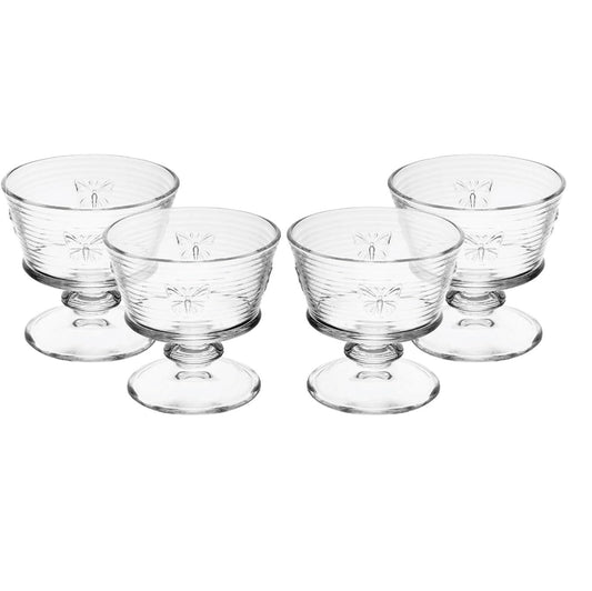 CJ 4 TACAS PARA SOBREMESA LINES BUTTERFLY 240ML VIDRO