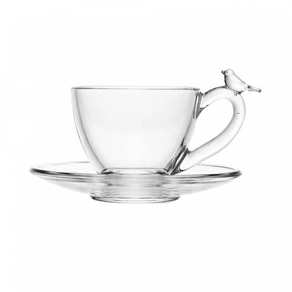 CJ 4 XICARAS DE CAFE DE CRISTAL ECOLOGICO COM PIRES BIRD 80ML