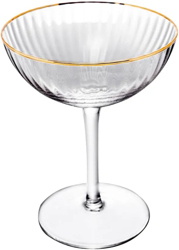 CJ 2 TACAS DE CRISTAL COUPE C/FIO DE OURO LINES 250ML