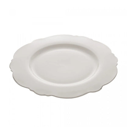 CJ 6 PRATOS RASOS PORCELANA MALDIVAS C/FIO PRATA 28cm