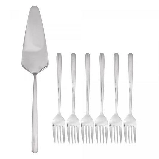 CJ 7 PECAS ESPATULA PARA BOLO E 6 GARFOS PARA SOBREMESA FIRENZE ACO INOX - WOLFF