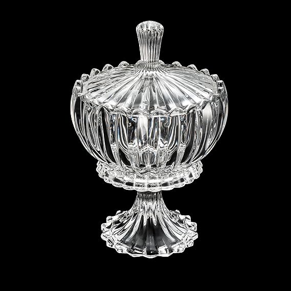 Potiche Decorativo Cristal c/Pé Geneva - DoceLar Loja