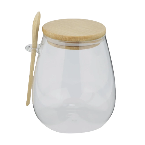 Porta Mantimento com Tampa e Colher em Bambu-P - DoceLar Loja