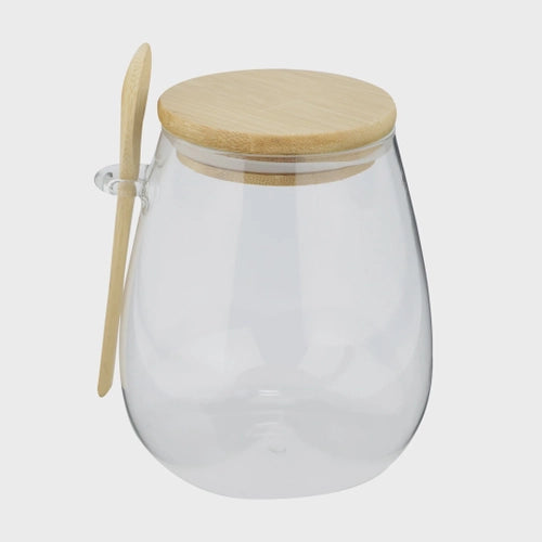 Porta Mantimento com Tampa e Colher em Bambu-M - DoceLar Loja