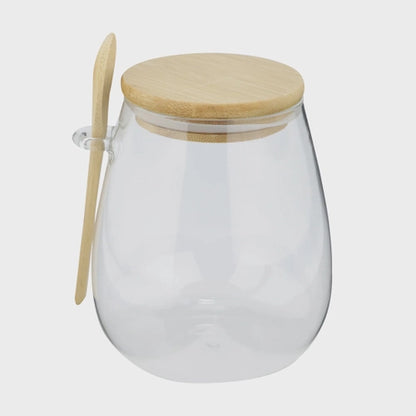 Porta Mantimento com Tampa e Colher em Bambu-M - DoceLar Loja