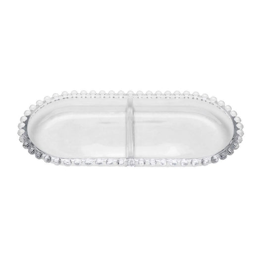 Petisqueira Oval com Divisória Cristal Pearl - DoceLar Loja