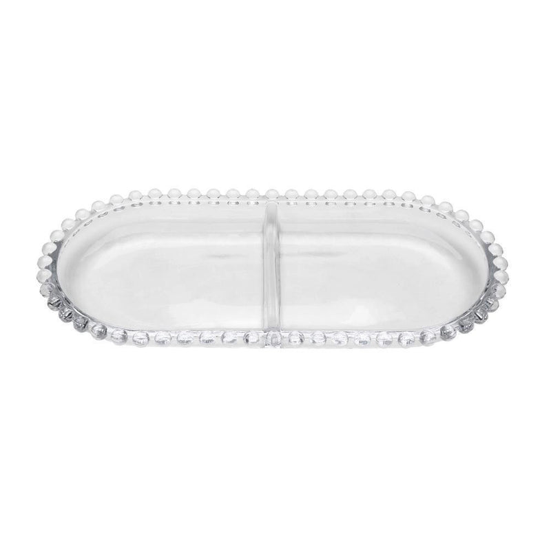 Petisqueira Oval com Divisória Cristal Pearl - DoceLar Loja