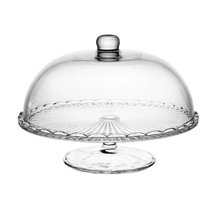 PRATO PARA BOLO COM PE DE VIDRO E TAMPA BANGKOK 29CM X 21CM