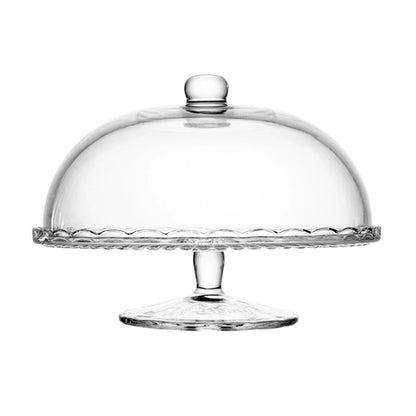 PRATO PARA BOLO COM PE DE VIDRO E TAMPA BANGKOK 29CM X 21CM