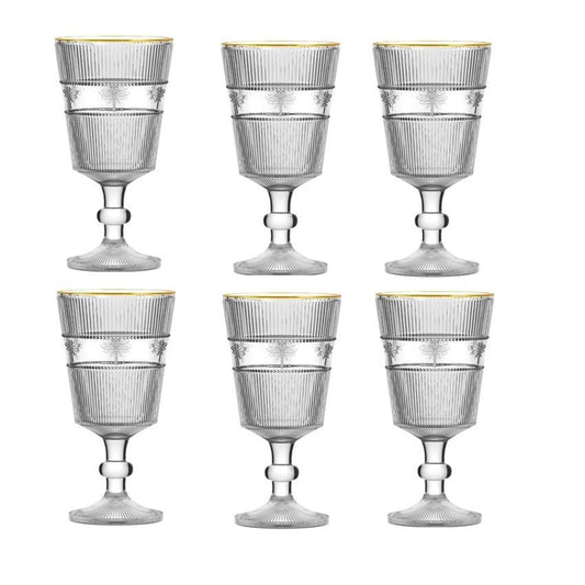 Jogo de 6 tacas Libélula em vidro gold rim 325ml A17cm cor cinza