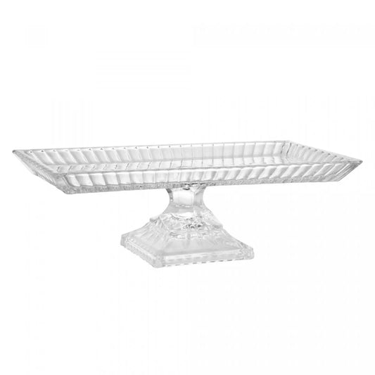 TRAVESSA DE CRISTAL COM PÉ LYS 34CM X 17CM X 11CM