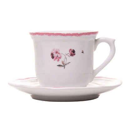 XICARA DE CAFE COM PIRES FLORESCER 90ML ROSA CERAMICA WOLFF