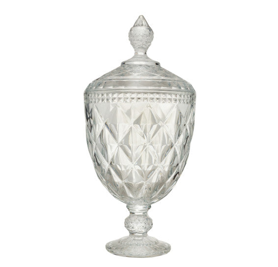 Potiche C/Pé De Cristal De Chumbo Diamond - DoceLar Loja