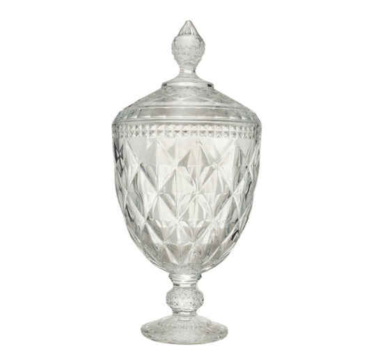 Potiche C/Pé De Cristal De Chumbo Diamond - DoceLar Loja