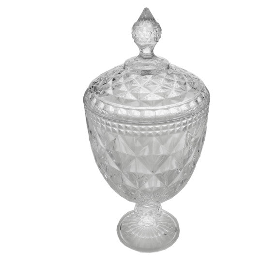 Potiche C/Pé De Cristal De Chumbo Diamond - DoceLar Loja