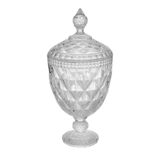 Potiche C/Pé De Cristal De Chumbo Diamond - DoceLar Loja