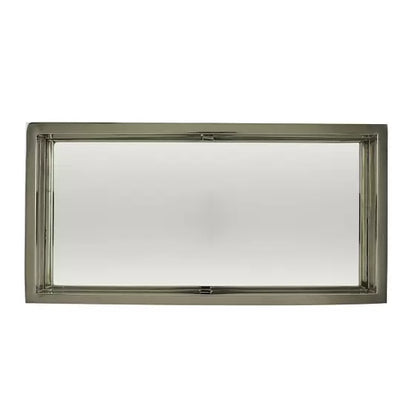 Bandeja Retangular Prata de Aço Inox Fundo Espelho