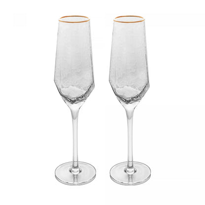 2 TAÇAS DE CRISTAL PARA CHAMPANHE COM BORDA DOURADA TAJ