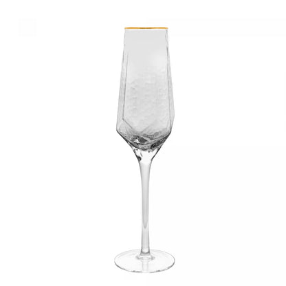 2 TAÇAS DE CRISTAL PARA CHAMPANHE COM BORDA DOURADA TAJ