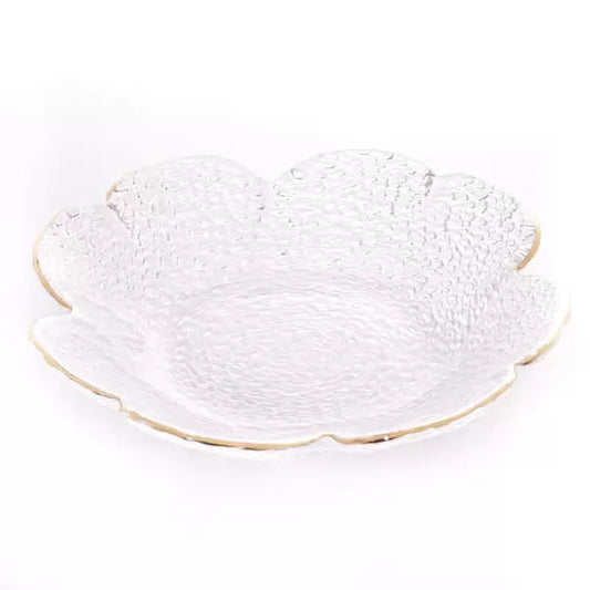 BOWL CRISTAL MARTELADO COM BORDA DOURADA TAJ FLOR-M