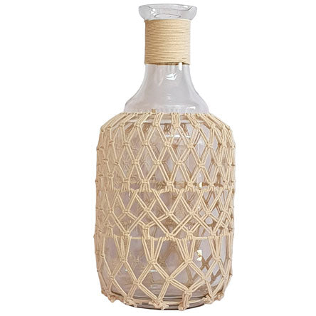 22450 GARRAFA VIDRO DETALHE MACRAME 18X18X38CM
