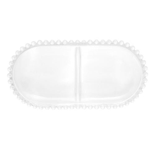 PETISQUEIRA DE CRISTAL COM DIVISÓRIA OVAL PEARL 24CM