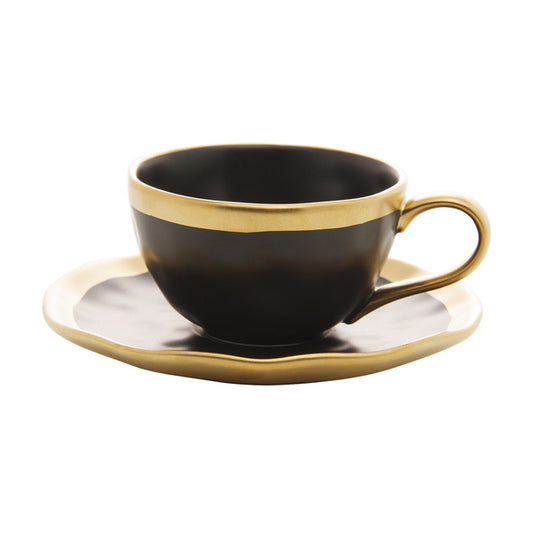 XICARA DE CAFE DE PORCELANA PRETO E DOURADO DUBAI 90ml