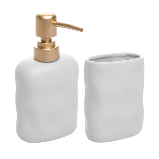 CJ 2 PECAS PARA BANHEIRO DE CERAMICA ORGANIC BRANCO