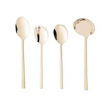 CJ 4 TALHERES PARA SERVIR DE ACO INOX FIRENZE CHAMPANHE