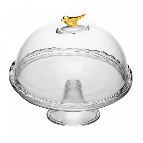 PRATO COM PE E TAMPA GOLDEN BIRD 19CM X 19CM X 19CM CRISTAL WOLFF
