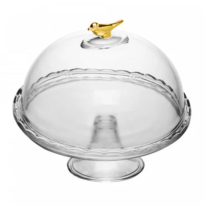 PRATO COM PE E TAMPA GOLDEN BIRD 19CM X 19CM X 19CM CRISTAL WOLFF