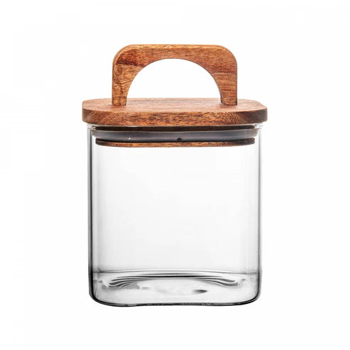 POTE HERMETICO DE BOROSSILICATO COM TAMPA EM ACACIA 700ML