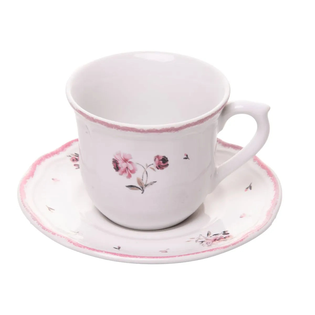XICARA DE CAFE COM PIRES FLORESCER 90ML ROSA CERAMICA WOLFF