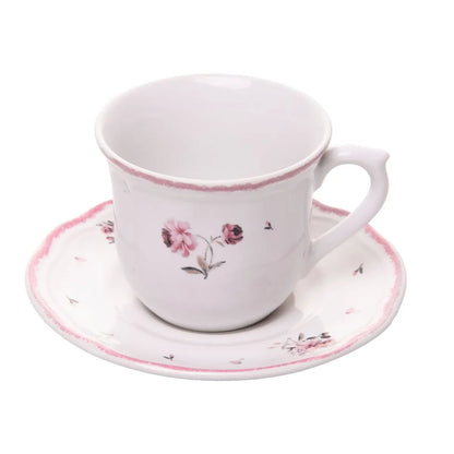 XICARA DE CAFE COM PIRES FLORESCER 90ML ROSA CERAMICA WOLFF