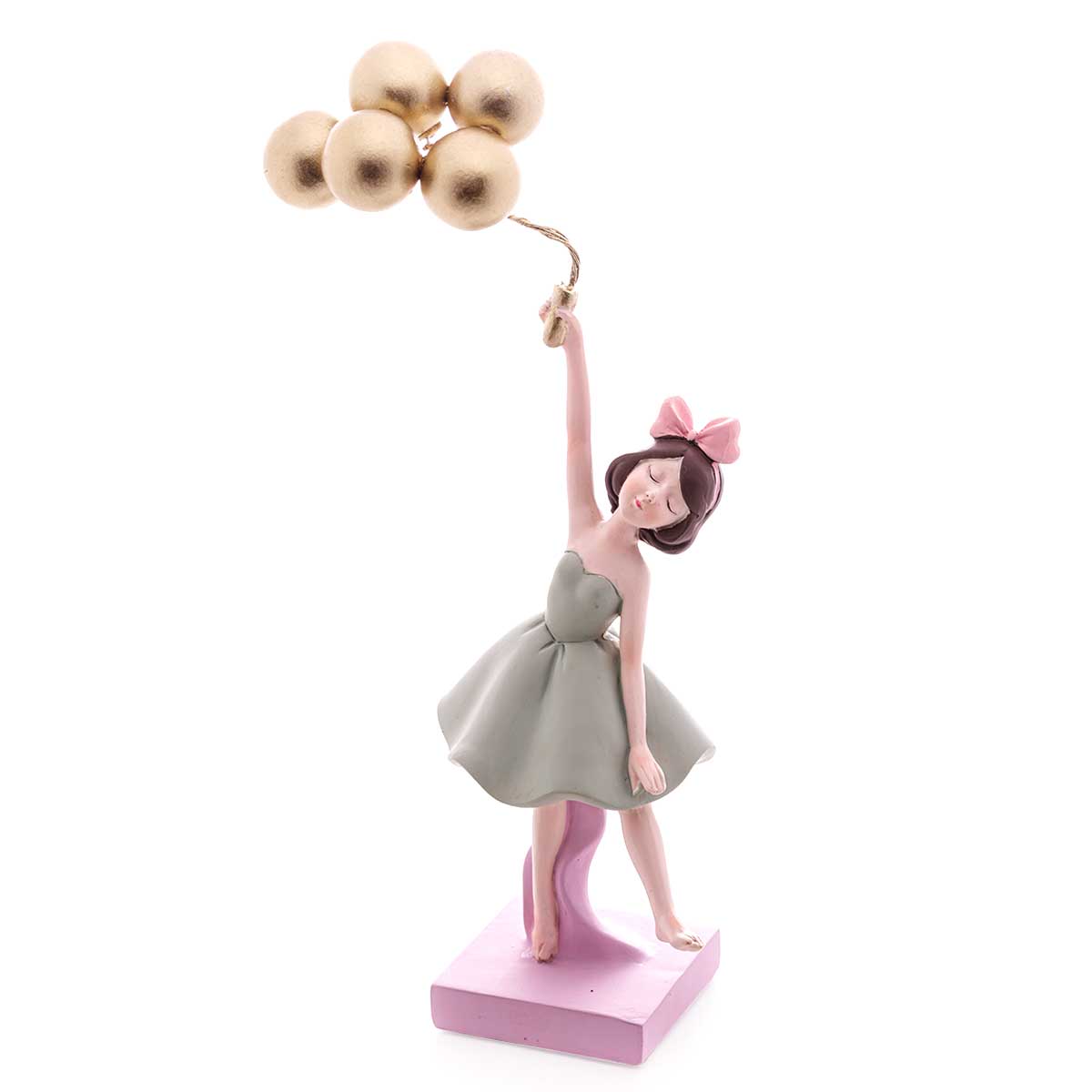 FIGURA DECORATIVA DE RESINA BONECA C/BALOES 10x32cm