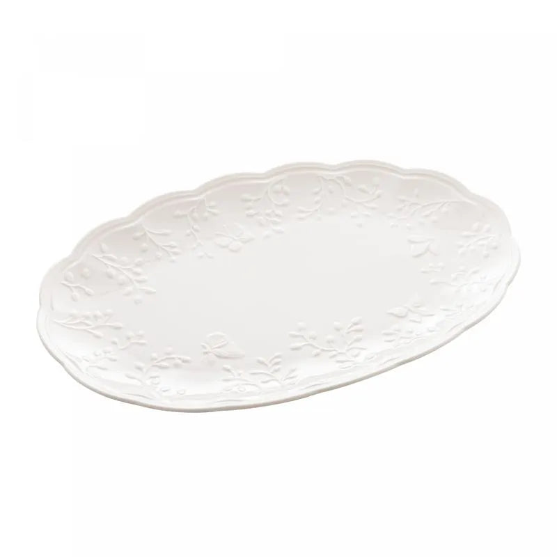 TRAVESSA DE PORCELANA NEW BONE BUTTERFLY FLOWER 31,5CMX21CMX2,5CM