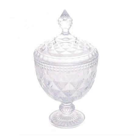 POTICHE DE CRISTAL COM PÉ DIAMOND 15CMX28CM