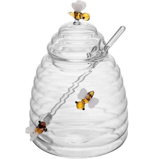MELEIRA DE VIDRO BOROSSILICATO COM TAMPA E PEGADOR LOVELY BEE 470ML