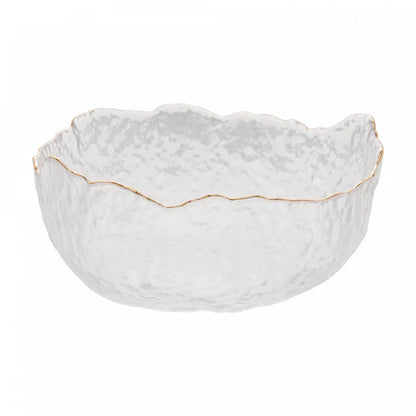 BOWL DE CRISTAL DE CHUMBO MARTELADO C/BORDA DOURADA TAJ  G