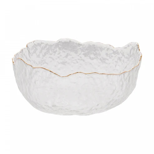 BOWL DE CRISTAL DE CHUMBO MARTELADO C/BORDA DOURADA TAJ  G
