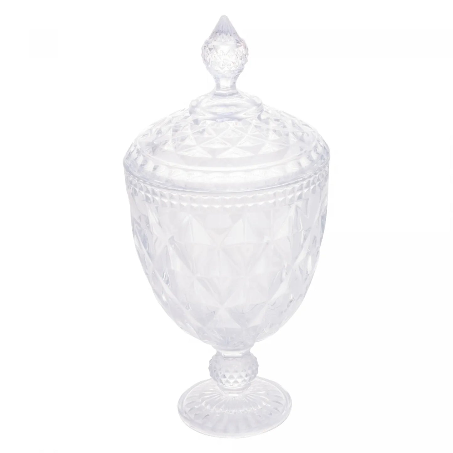 POTICHE DE CRISTAL COM PÉ DIAMOND 15CMX32CM