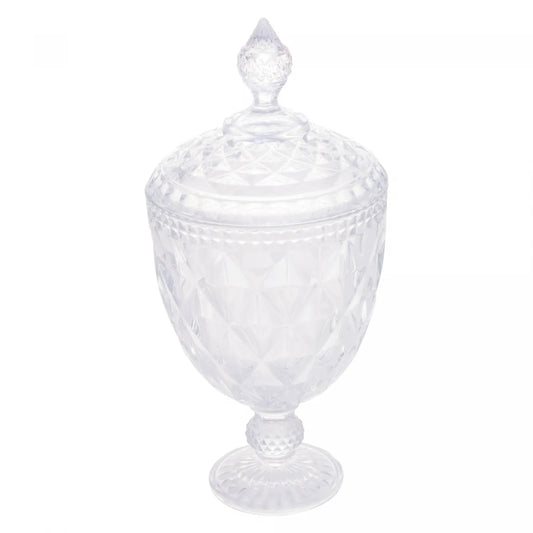 POTICHE DE CRISTAL COM PÉ DIAMOND 15CMX32CM