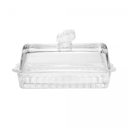MANTEIGUEIRA DE VIDRO COM TAMPA BUTTERFLY 17CM X 10,5CM X 10CM