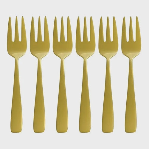 CJ 6 GARFOS ACO INOX P/BOLO BERNA DOURADO