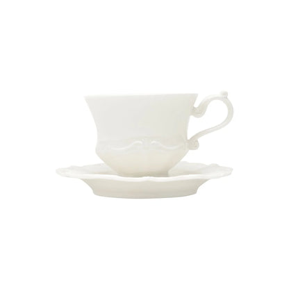 Conjunto 6 Xícaras de Café de Porcelana com Pires Fancy Branco